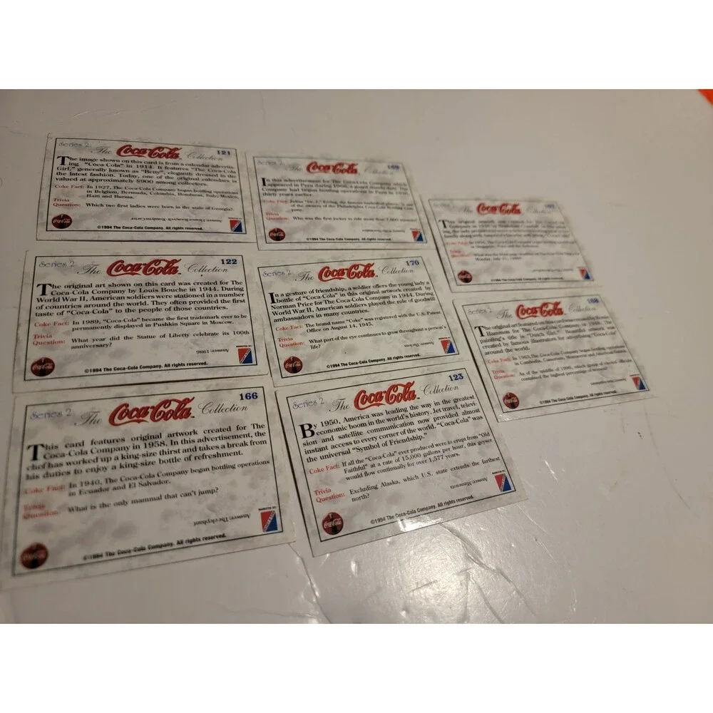Coca Cola Collection 1994 Series 2 Collectible Cards Bundle Of 8